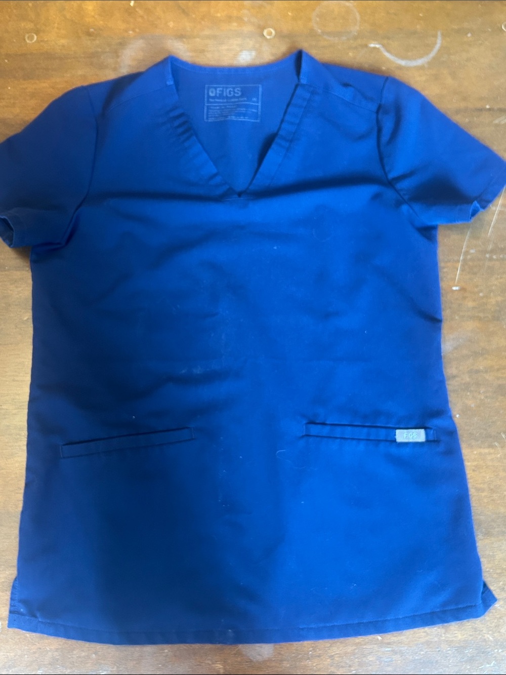 FIGS Womans Navy Blue V-Neck Scrub Top